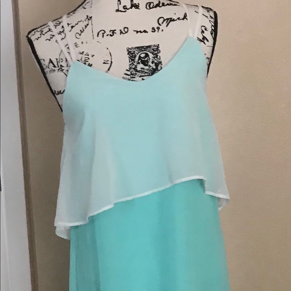 White and teal Maxi dress